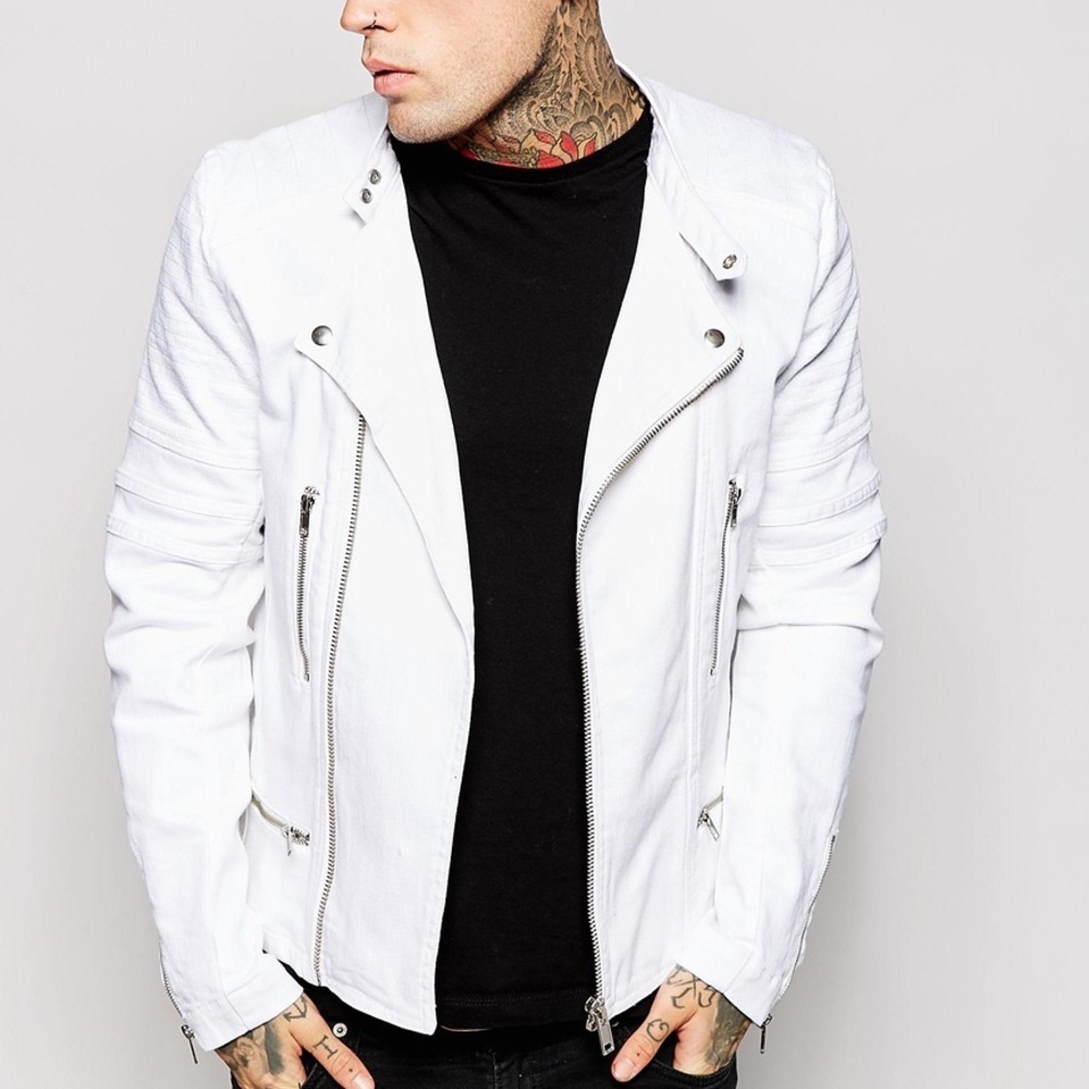 ASOS MEN WHITE MOTOJACKET SIZE S